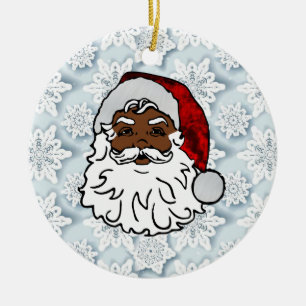 african black santa snowflakes ceramic ornament
