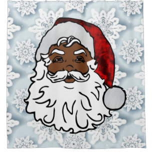 african black santa snowflakes shower curtain