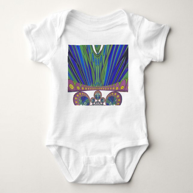 African Blue Purple Decorative Art Design Print Baby Bodysuit (Front)