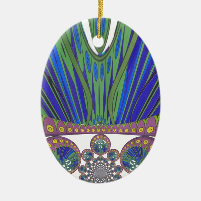 African Blue Purple Decorative Art Design Print Ceramic Tree Decoration (Front)