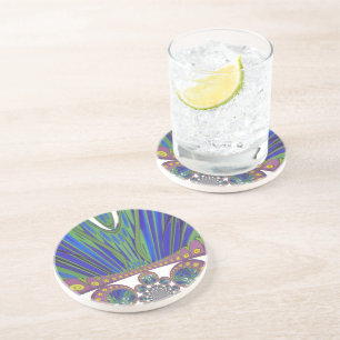 African Blue Purple Decorative Art Design Print Coaster
