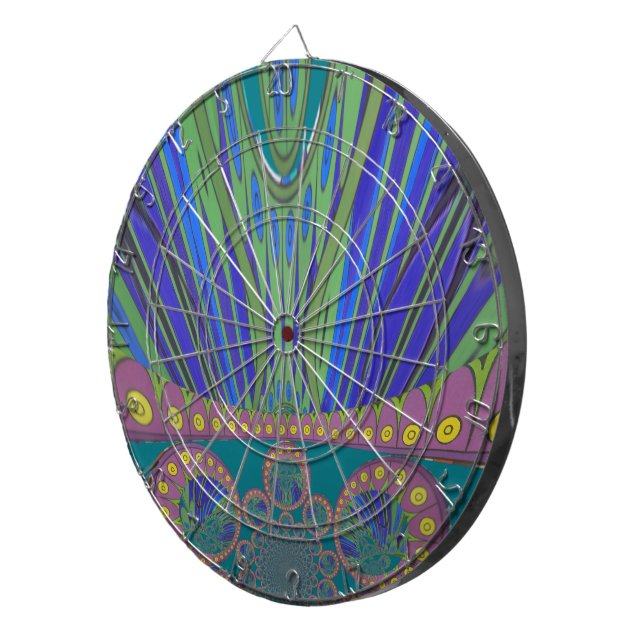 African Blue Purple Decorative Art Design Print Dartboard (Front Right)