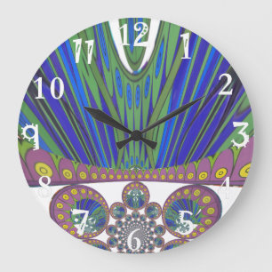 African Blue Purple Decorative Art Design Print Large Clock