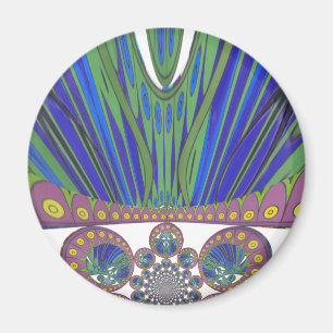 African Blue Purple Decorative Art Design Print Magnet