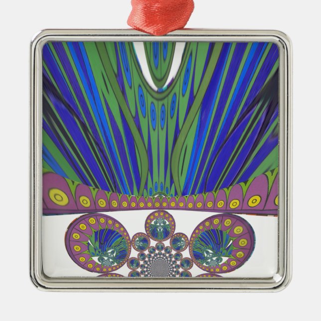 African Blue Purple Decorative Art Design Print Metal Tree Decoration (Front)