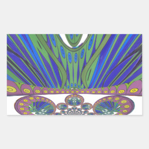 African Blue Purple Decorative Art Design Print Rectangular Sticker