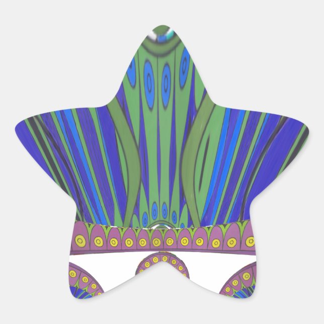 African Blue Purple Decorative Art Design Print Star Sticker (Front)