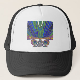 African Blue Purple Decorative Art Design Print Trucker Hat