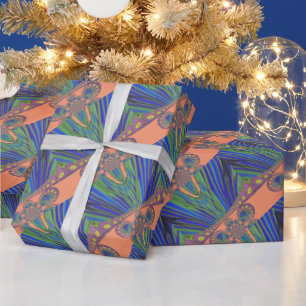 African Blue Purple Decorative Art Design Print Wrapping Paper