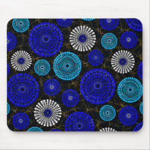 African Blue Solar Burst Geometric Mouse Pad