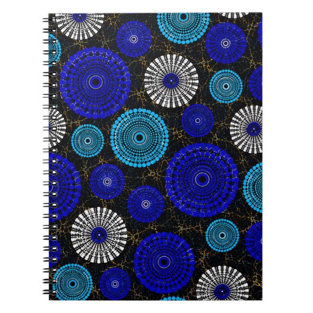 African Blue Solar Burst Geometric Notebook (Front)