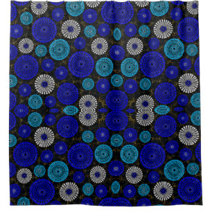 African Blue Solar Burst Geometric Shower Curtain