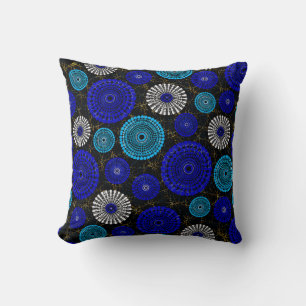African Blue Solar Burst Throw Pillow