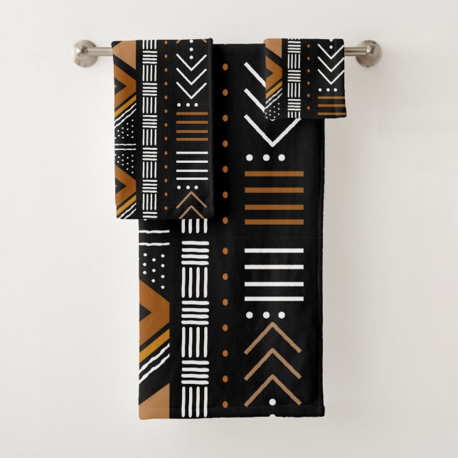 African Bogolan Style Mud Cloth Inspired Towel Set (Insitu)