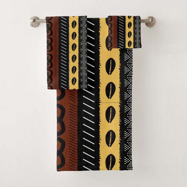 African Bogolan Style Mud Cloth Inspired Towel Set (Insitu)