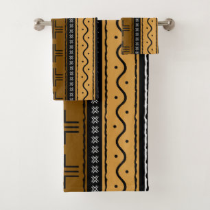 African Bogolan Style Mud Cloth Inspired Towel Set