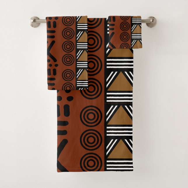 African Bogolan Style Mud Cloth Inspired Towel Set (Insitu)