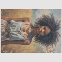 African Boho Woman Decoupage Tissue Paper