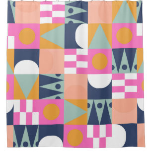 African bright colour block seamless pattern. Geom Shower Curtain