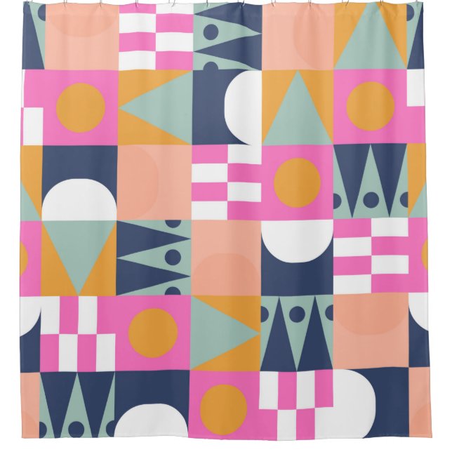 African bright colour block seamless pattern. Geom Shower Curtain (Front)