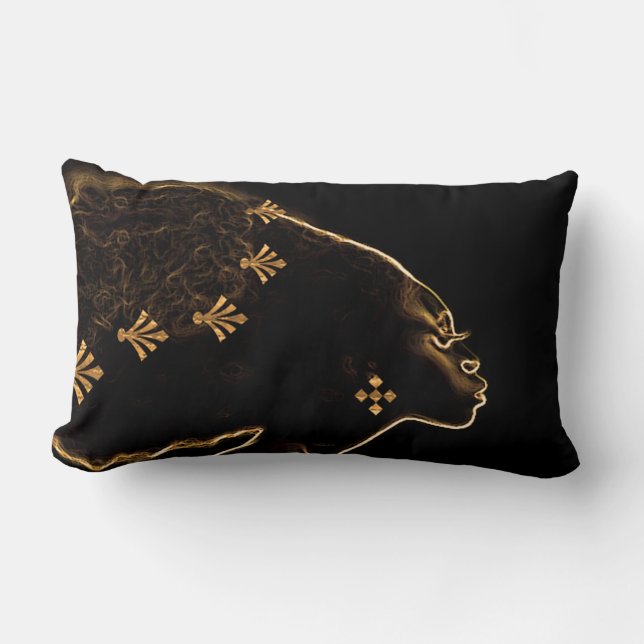 African  Bronze Woman Design Lumbar Cushion (Front)