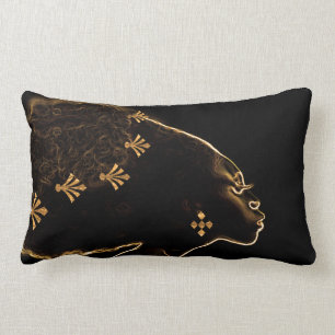 African Bronze Woman Design Lumbar Cushion