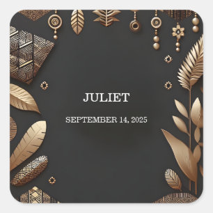 African Brown Traditional Nigeria Bridal Shower Square Sticker