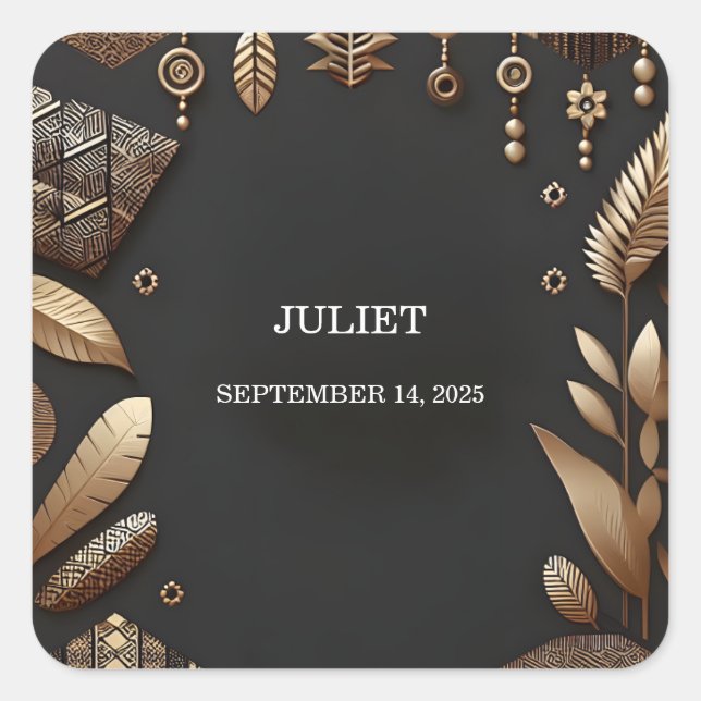 African Brown Traditional Nigeria Bridal Shower Square Sticker (Front)