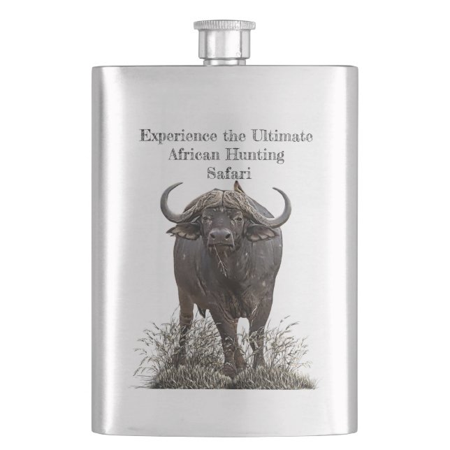 African buffalo hip flask (Front)