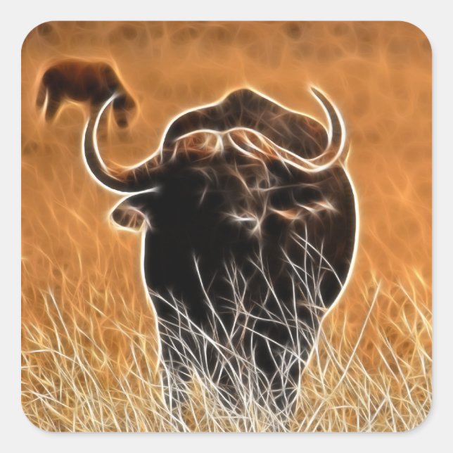 African Buffalo Square Sticker (Front)