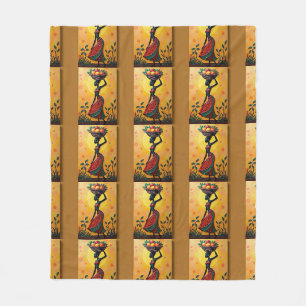 African Canvas Artwork for Throw Blankets-Pillows Fleece Blanket