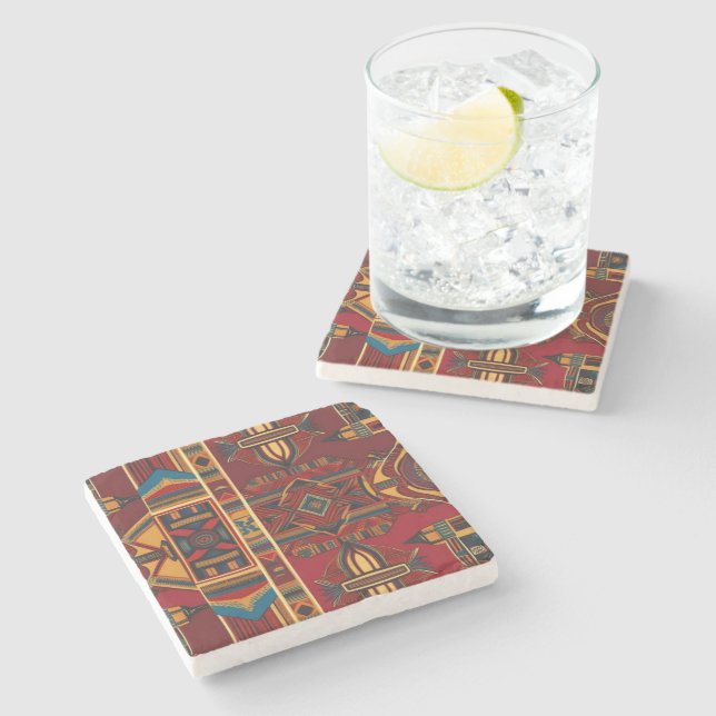 African Canvas Stone Coaster (Side)