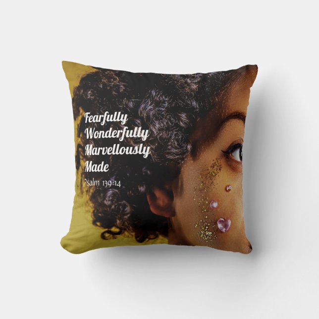 African Caribbean FEARFULLY MADE Christian Cushion (Front)