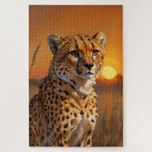 African Cheetah at sunset Jigsaw Puzzle
