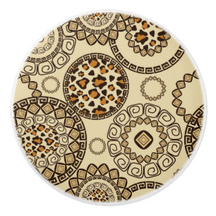 African cheetah skin pattern 3 ceramic knob