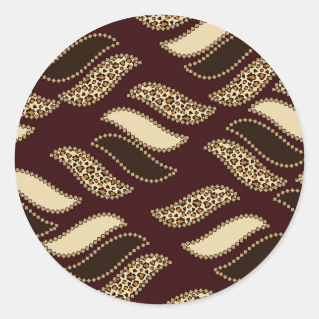 African cheetah skin pattern classic round sticker (Front)