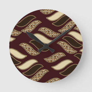 African cheetah skin pattern round clock