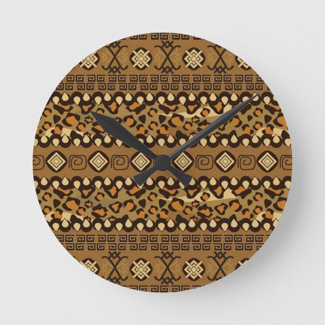 African cheetah skin pattern round clock (Front)