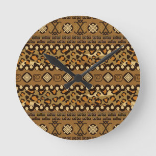 African cheetah skin pattern round clock