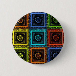 African Chequered Pattern Art Print 6 Cm Round Badge