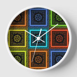 African Chequered Pattern Art Print Clock