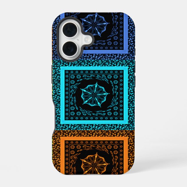 African Chequered Pattern Art Print iPhone 16 Case (Back)