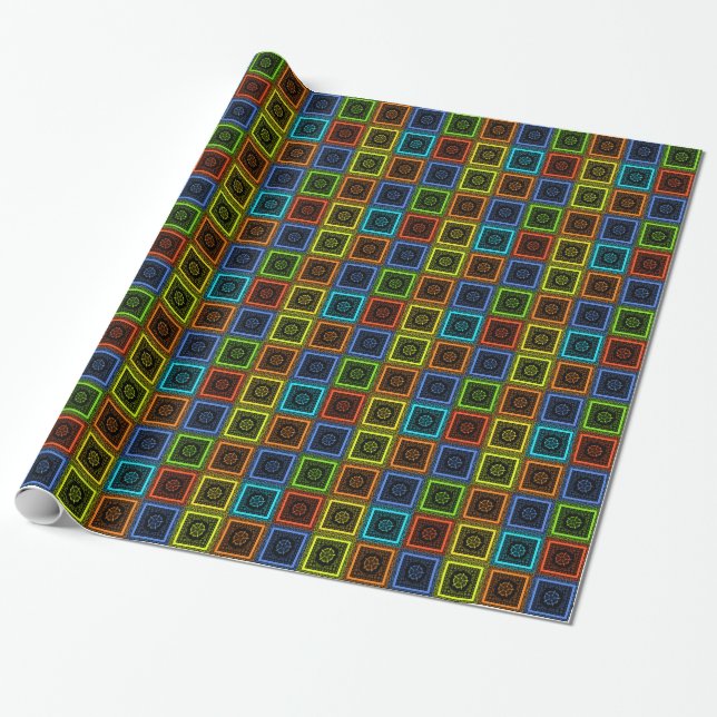 African Chequered Pattern Art Print Wrapping Paper (Unrolled)