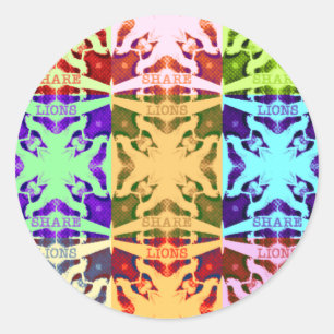 African Chequered Pop art Culture colourful patter Classic Round Sticker