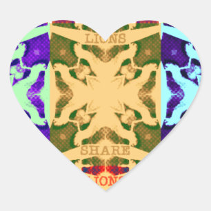 African Chequered Pop art Culture colourful patter Heart Sticker