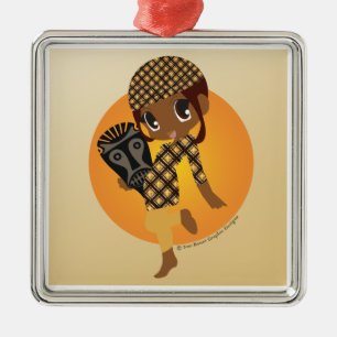 African Chibi Christmas Ornament