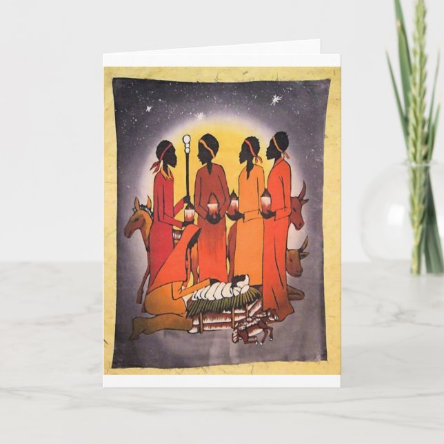 African Christmas Nativity Scene Holiday Card (Front)