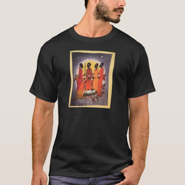 African Christmas Nativity Scene T-Shirt (Front)