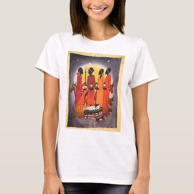 African Christmas Nativity Scene T-Shirt (Front)