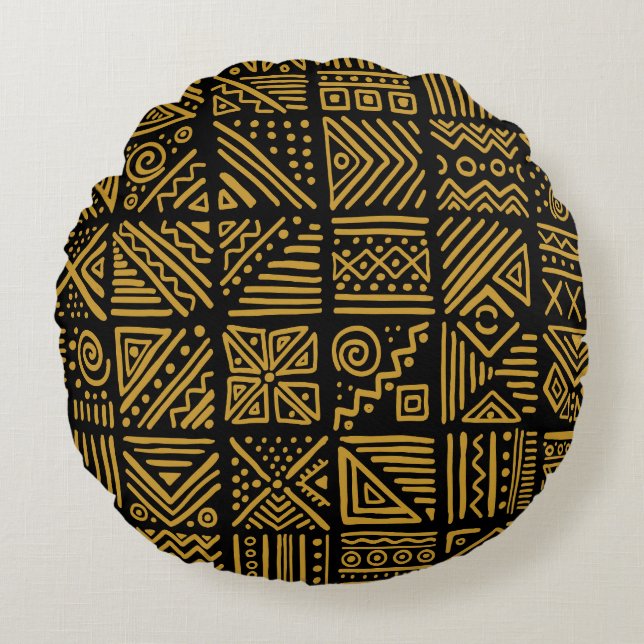 African clash: ethnic tribal seamless. round cushion (Front)